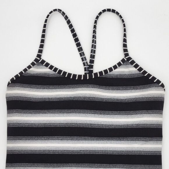Lululemon Power Y Tank Top Shirt Built-Support No Padding 6 Black White Stripes - Picture 2 of 11